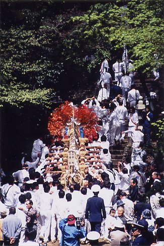 諏訪神社の柱祭りの写真